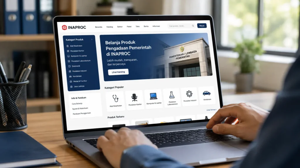 Penggunaan platform INAPROC dan e-katalog untuk pengadaan barang jasa dinas pemerintah.