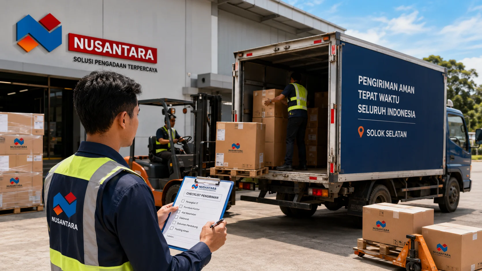 Proses pengiriman barang pengadaan yang aman dan tepat waktu ke instansi pemerintah di Kabupaten Solok Selatan.