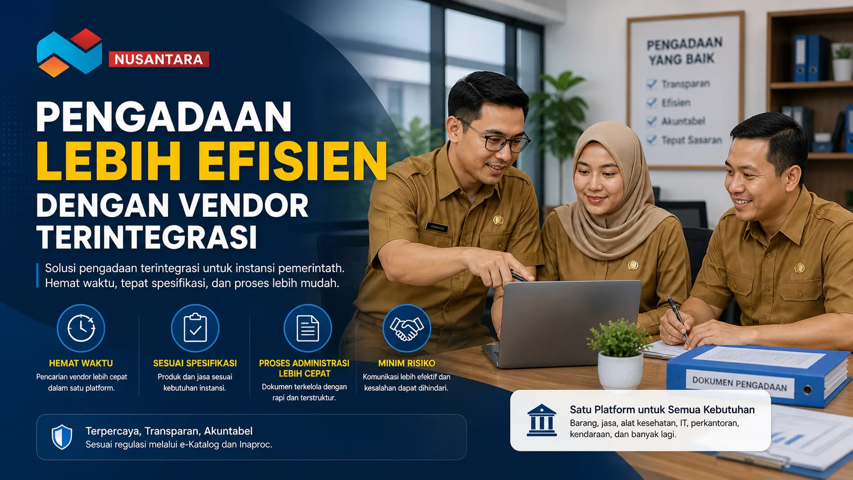 Banner solusi pengadaan Kota Padang Sidempuan dengan tim ASN bekerja di kantor pemerintahan