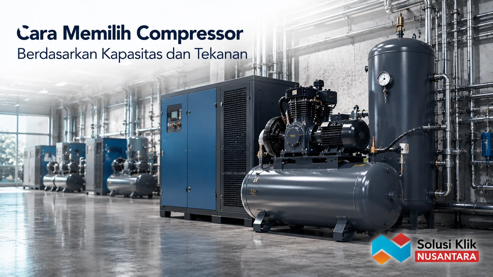 Compressor industri dengan kapasitas dan tekanan kerja yang disesuaikan untuk kebutuhan operasional