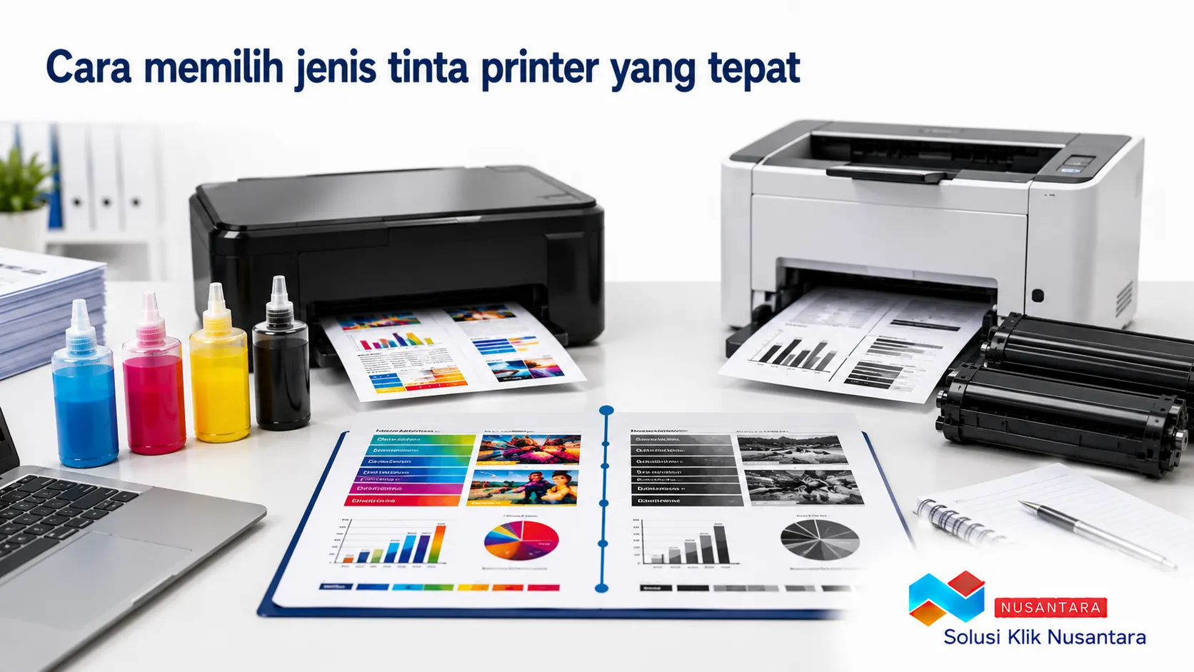 Perbandingan tinta printer inkjet dan laserjet untuk membantu memilih jenis tinta yang sesuai kebutuhan cetak.