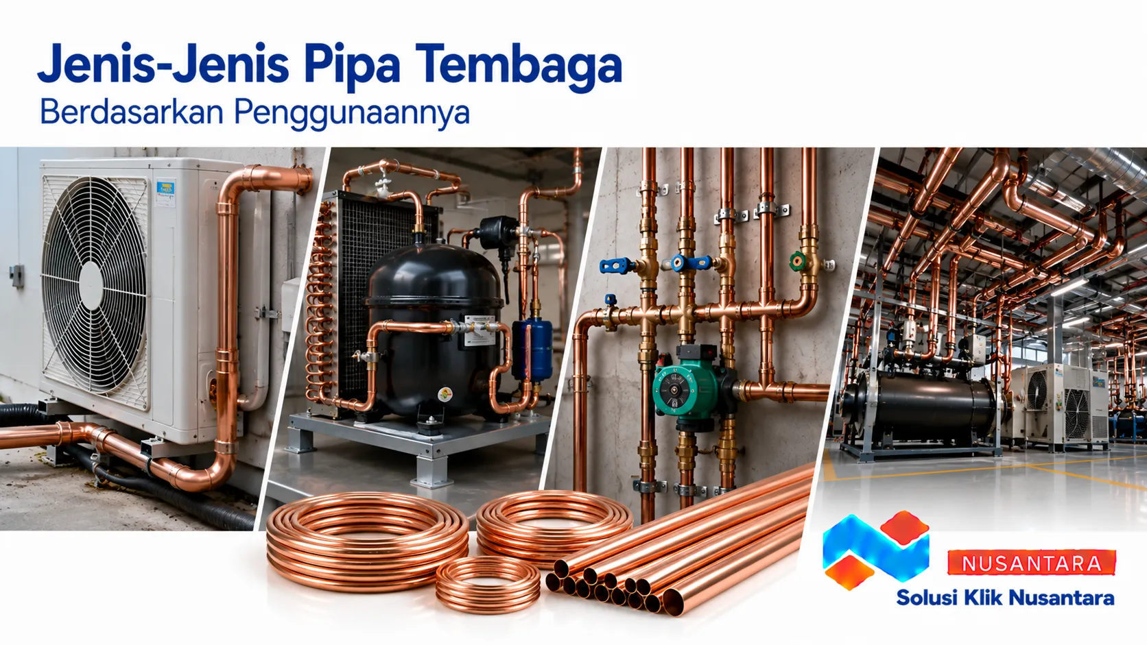 Pipa tembaga untuk berbagai aplikasi seperti HVAC, refrigerasi, instalasi air, dan sistem industri dengan material berkualitas tinggi.