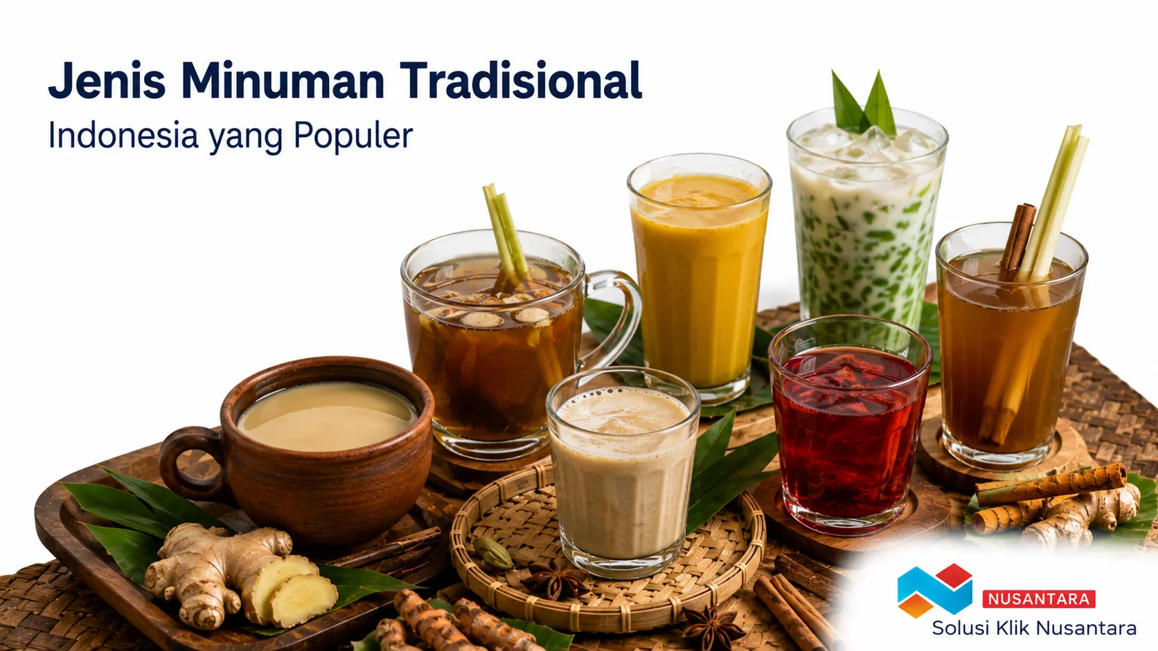 Beragam jenis minuman tradisional Indonesia seperti wedang jahe, bandrek, bajigur, jamu kunyit asam, dan es cendol yang populer dengan cita rasa khas Nusantara.