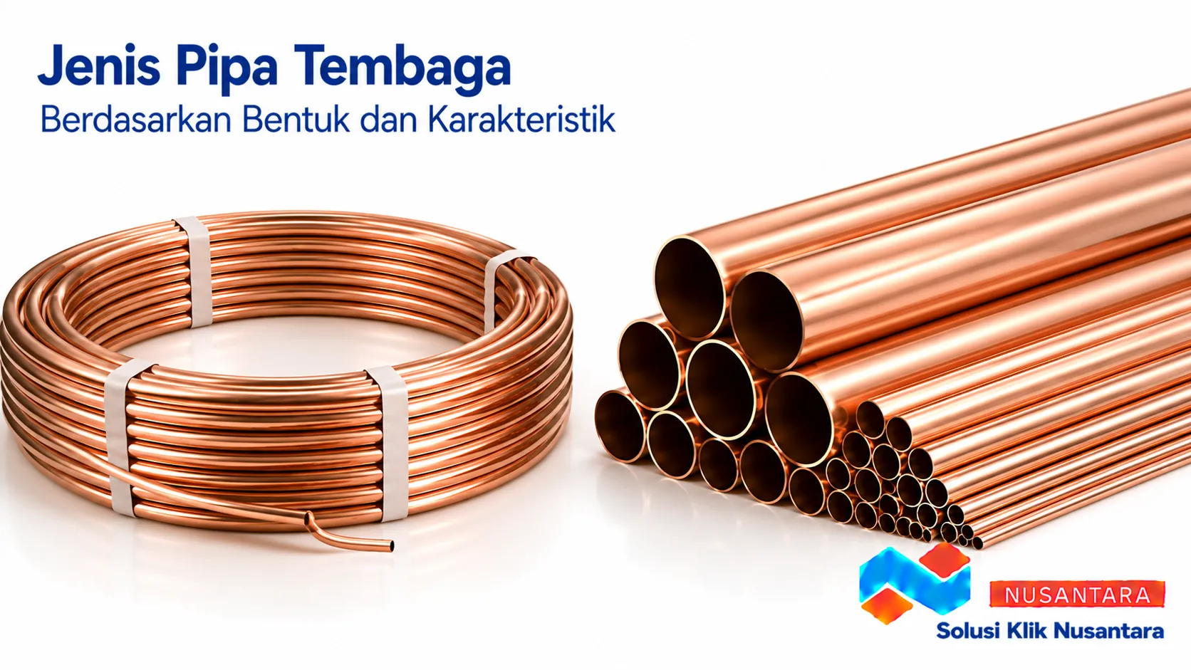 Pipa tembaga coil dan batang lurus dengan karakteristik berbeda untuk kebutuhan HVAC, refrigerasi, konstruksi, dan instalasi industri.