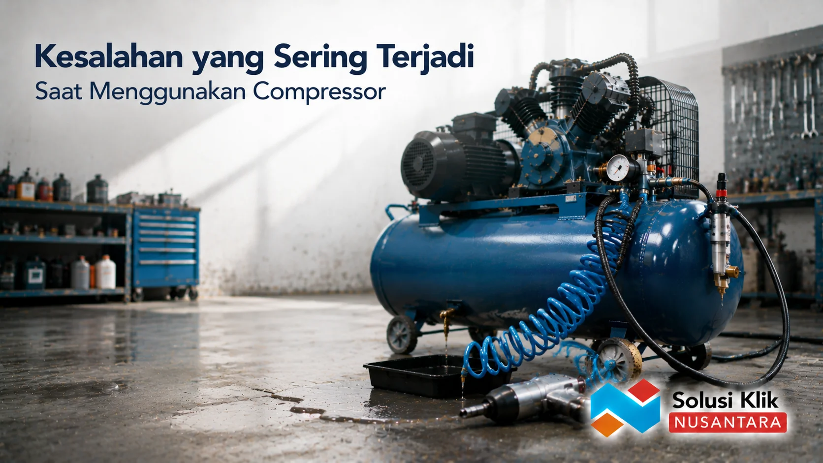 Compressor udara di area kerja industri untuk mendukung penggunaan yang aman dan efisien