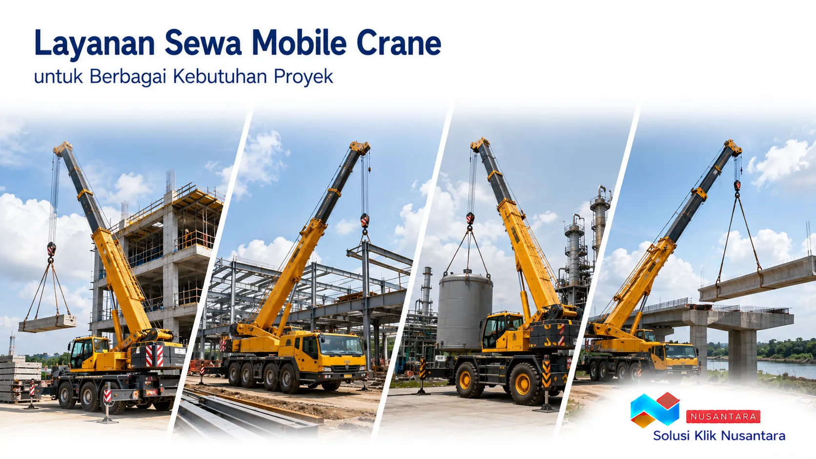 Layanan sewa mobile crane untuk berbagai kebutuhan proyek konstruksi, infrastruktur, dan industri.