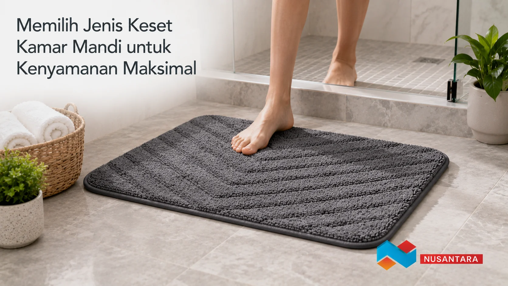 Keset kamar mandi anti-slip berkualitas untuk kenyamanan maksimal di kamar mandi modern.