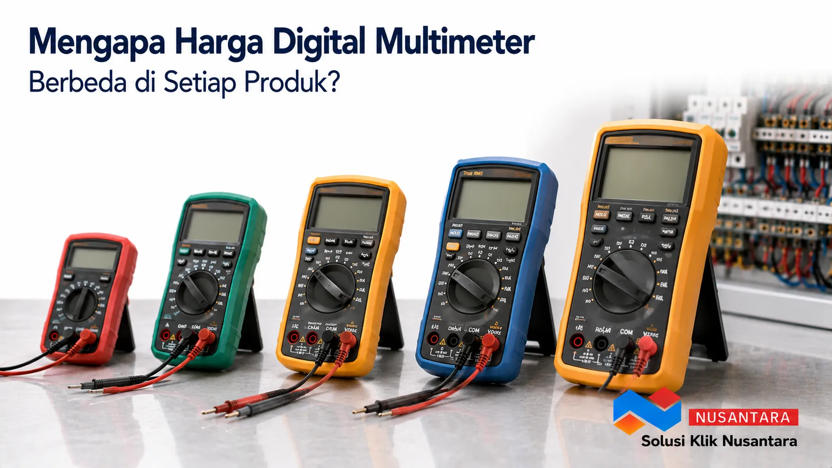 Beragam digital multimeter dengan spesifikasi berbeda sebagai ilustrasi perbandingan harga berdasarkan fitur dan performa.