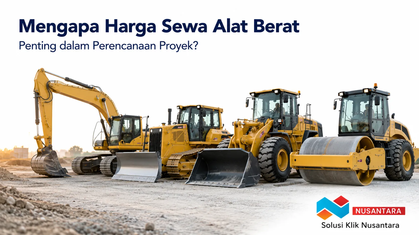Berbagai alat berat proyek konstruksi untuk mendukung perencanaan anggaran dan efisiensi biaya sewa alat berat.