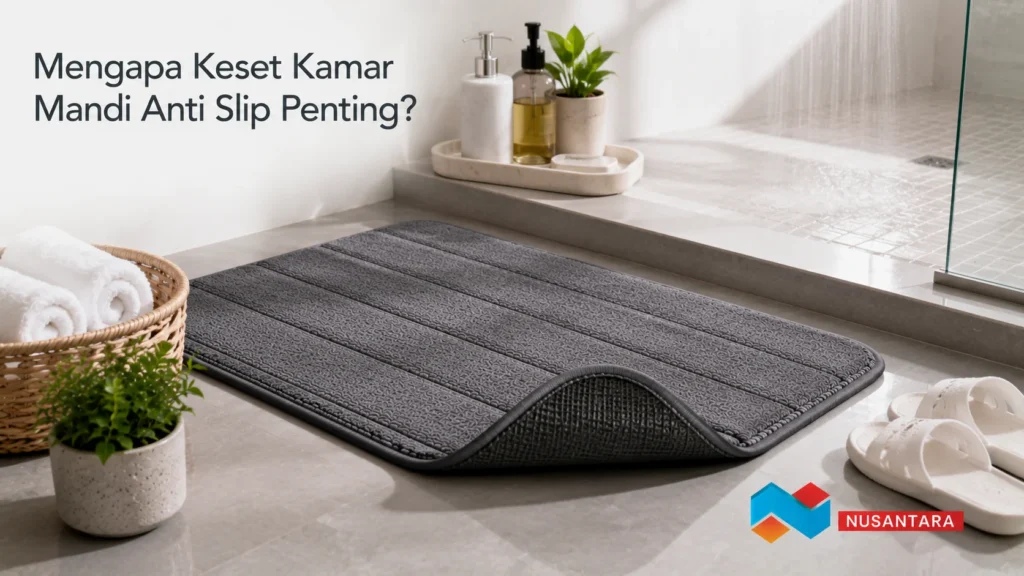 Keset kamar mandi anti-slip berkualitas untuk meningkatkan keamanan di kamar mandi modern.