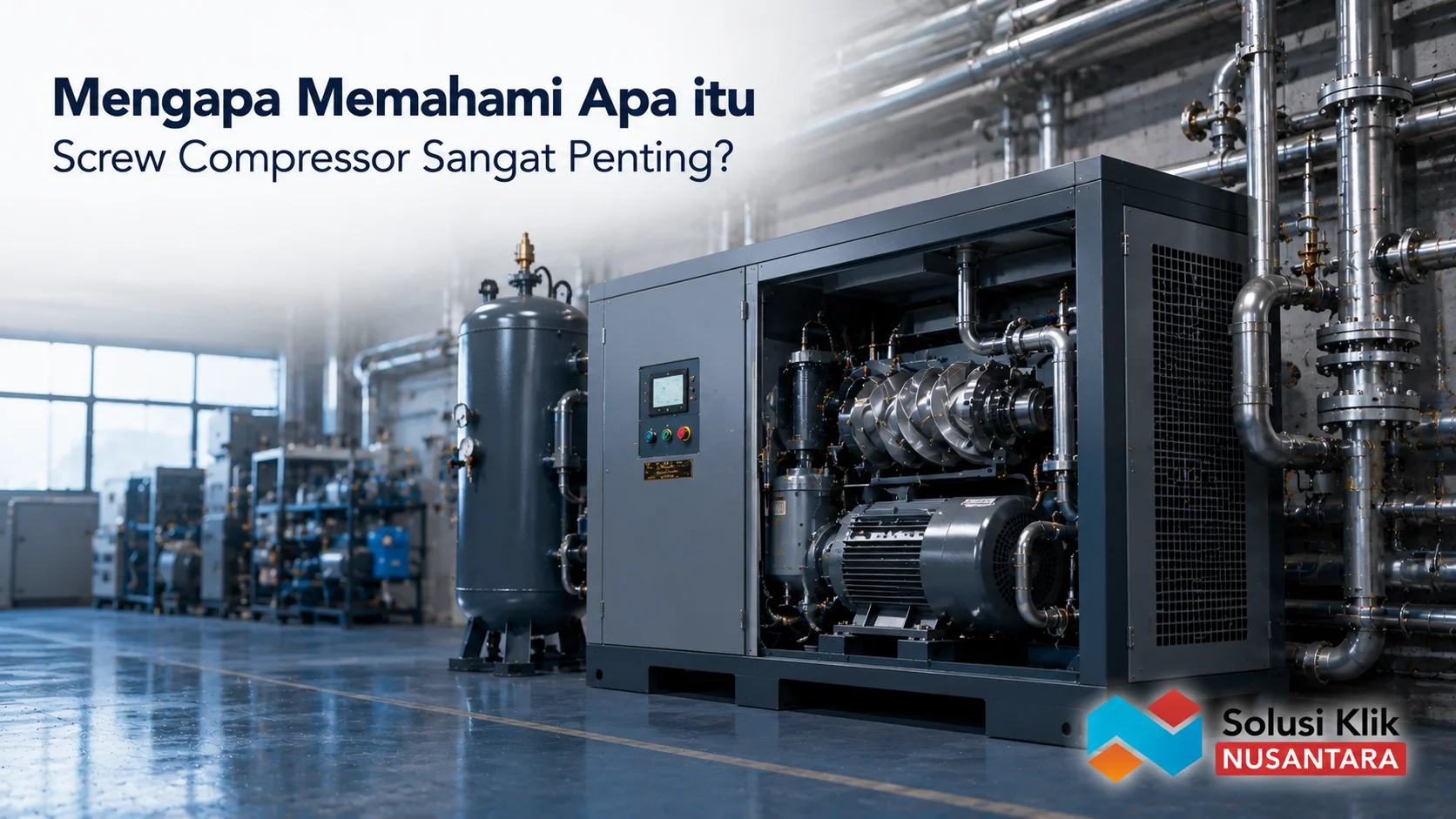 Screw compressor industri dengan sistem kompresi udara bertekanan untuk operasional berkelanjutan