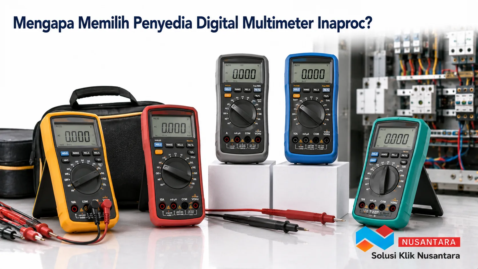 Berbagai digital multimeter profesional sebagai ilustrasi penyedia digital multimeter melalui INAPROC untuk kebutuhan pengadaan instansi.