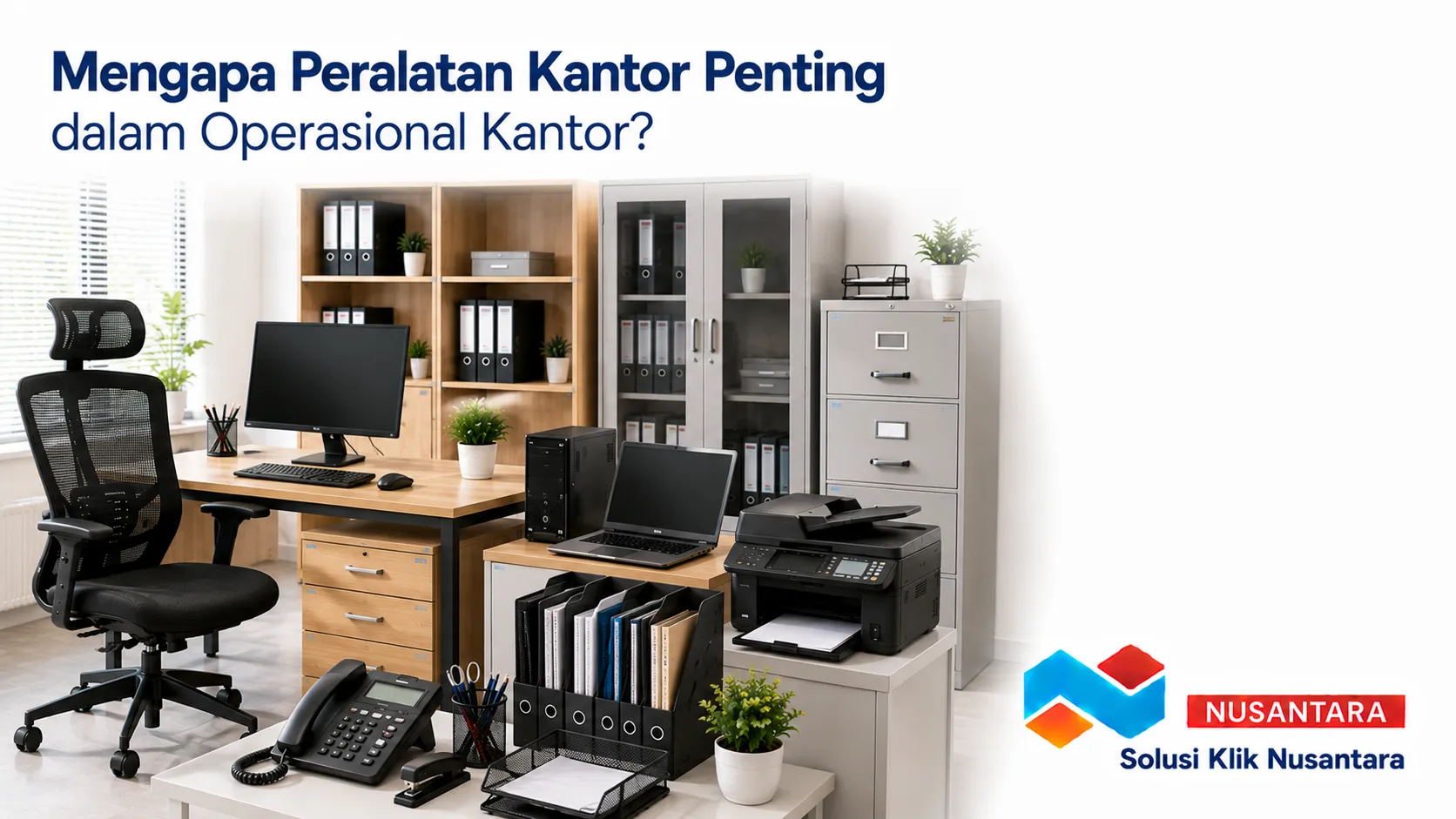 Peralatan kantor modern untuk mendukung produktivitas dan kelancaran operasional kantor.