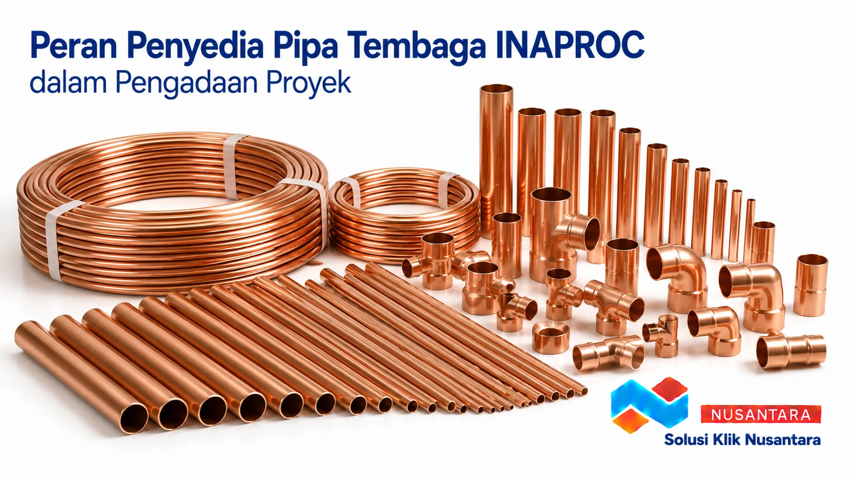 Pipa tembaga berbagai ukuran untuk kebutuhan pengadaan proyek AC, HVAC, refrigerasi, dan instalasi industri melalui penyedia INAPROC.