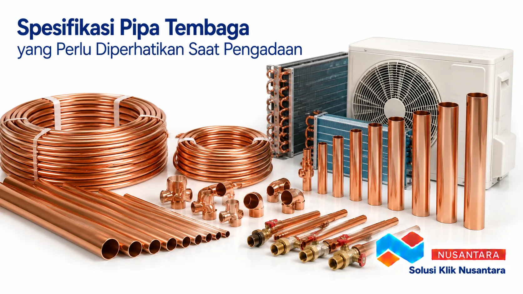 Pipa tembaga berbagai ukuran dengan material berkualitas untuk kebutuhan HVAC, refrigerasi, AC sentral, dan instalasi medical gas pada pengadaan INAPROC Kabupaten Sumenep.