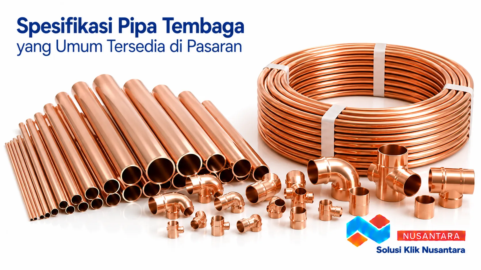 Spesifikasi pipa tembaga berbagai ukuran dan tipe untuk kebutuhan HVAC, refrigerasi, serta instalasi industri.