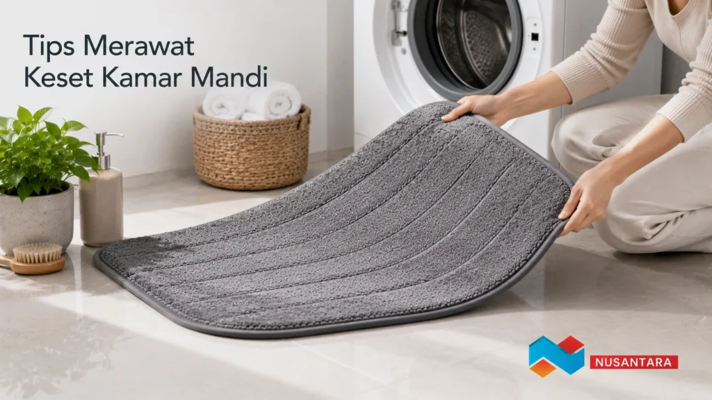 Perawatan keset kamar mandi abu-abu agar tetap bersih, higienis, dan tahan lama.