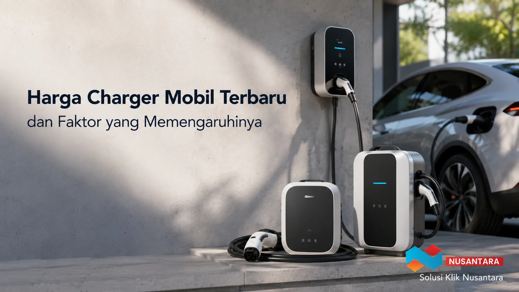 Charger mobil listrik dengan berbagai pilihan perangkat pengisian daya.