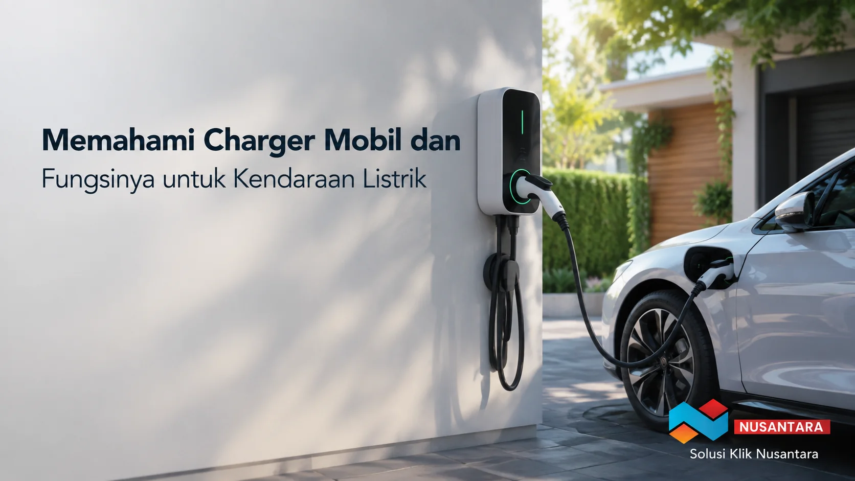 Charger mobil listrik untuk mendukung proses pengisian daya kendaraan.