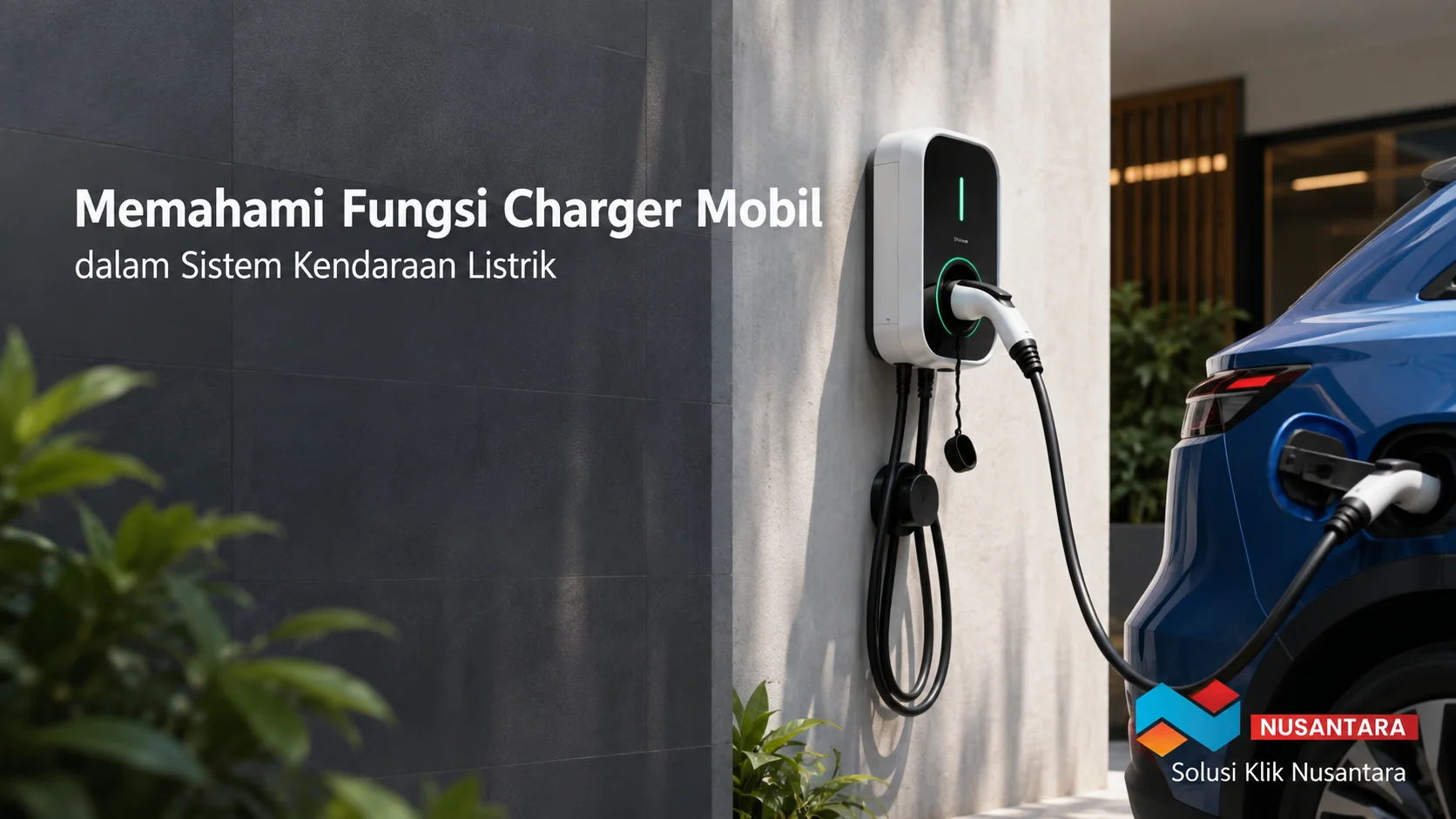 Charger mobil listrik dalam sistem pengisian kendaraan listrik.