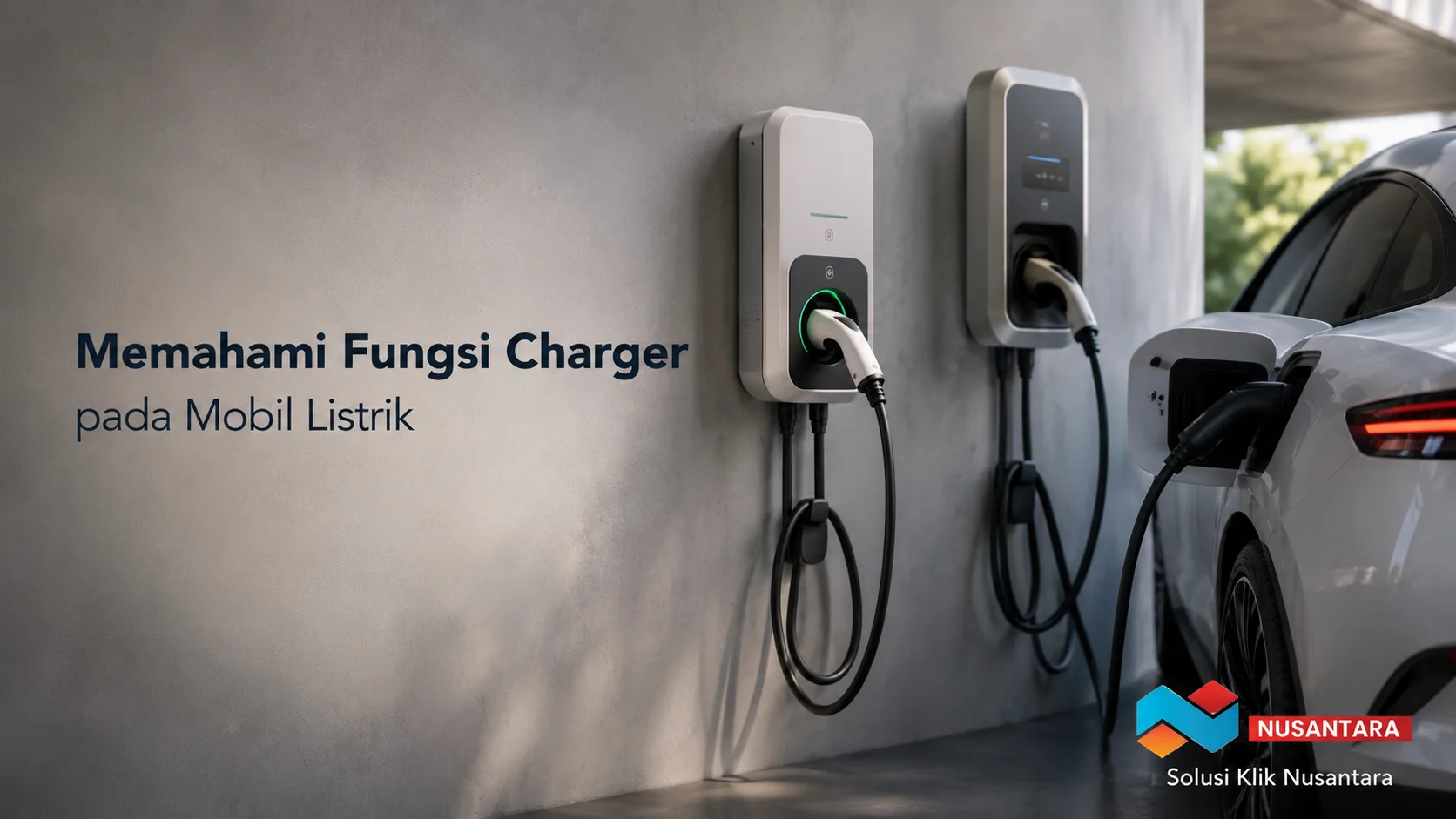 Charger AC dan DC untuk pengisian mobil listrik.