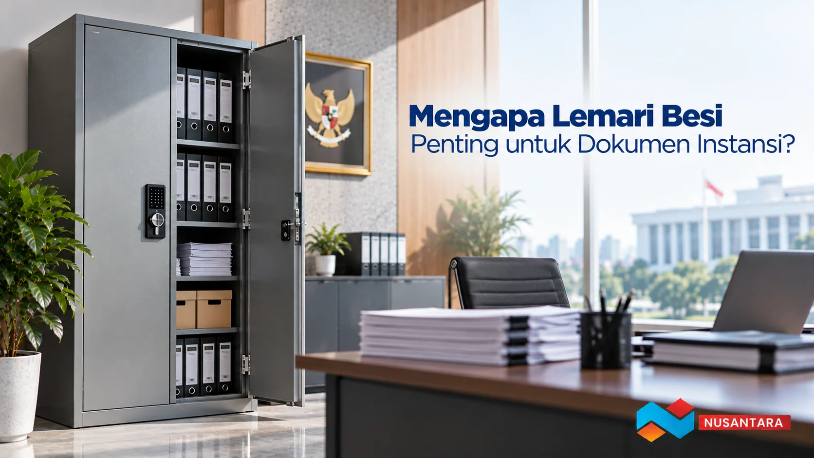 Lemari besi untuk penyimpanan dokumen instansi yang aman