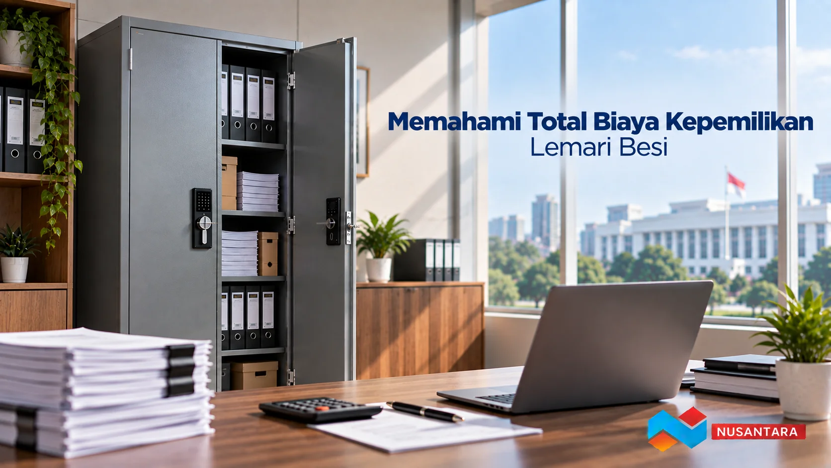 Total biaya kepemilikan lemari besi untuk kebutuhan kantor