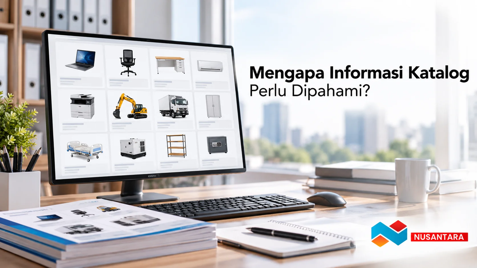 Banner informasi katalog barang pemerintah yang menampilkan katalog produk digital untuk membantu proses pengadaan.