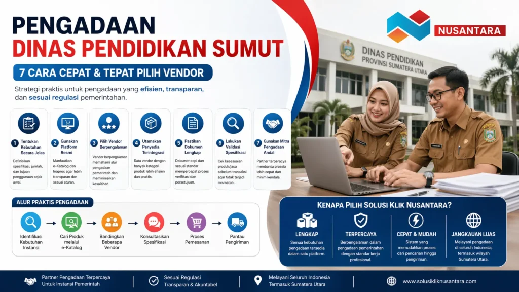 Pengadaan Dinas Pendidikan Sumut bersama Solusi Klik Nusantara untuk proses pengadaan vendor yang cepat, tepat, dan sesuai regulasi pemerintahan