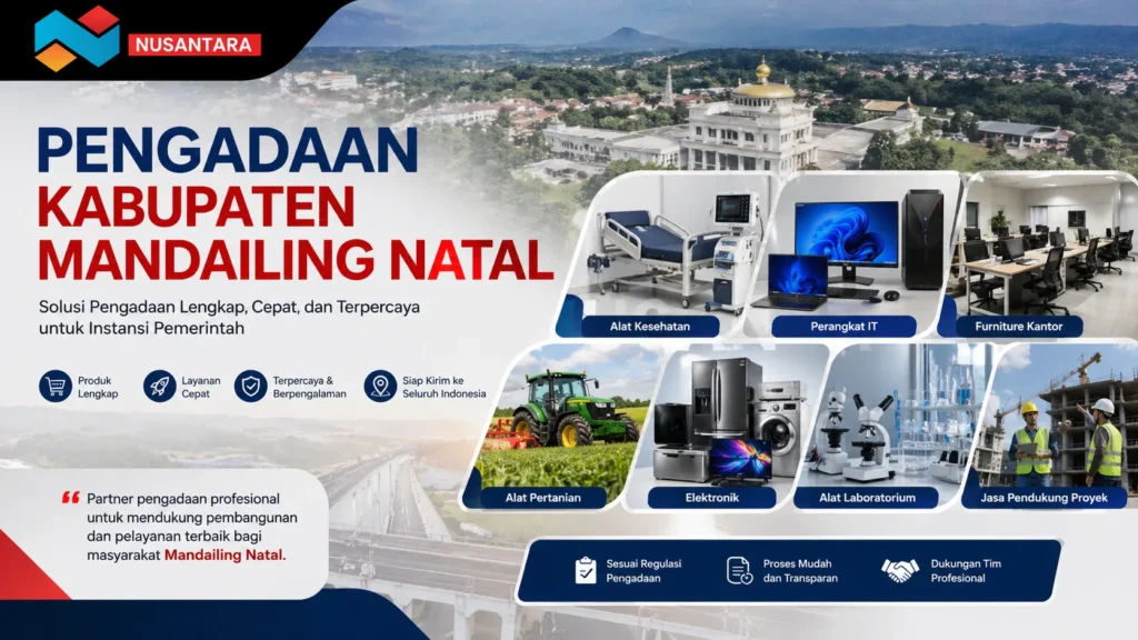 Banner promosi pengadaan Kabupaten Mandailing Natal dengan logo Solusi Klik Nusantara.