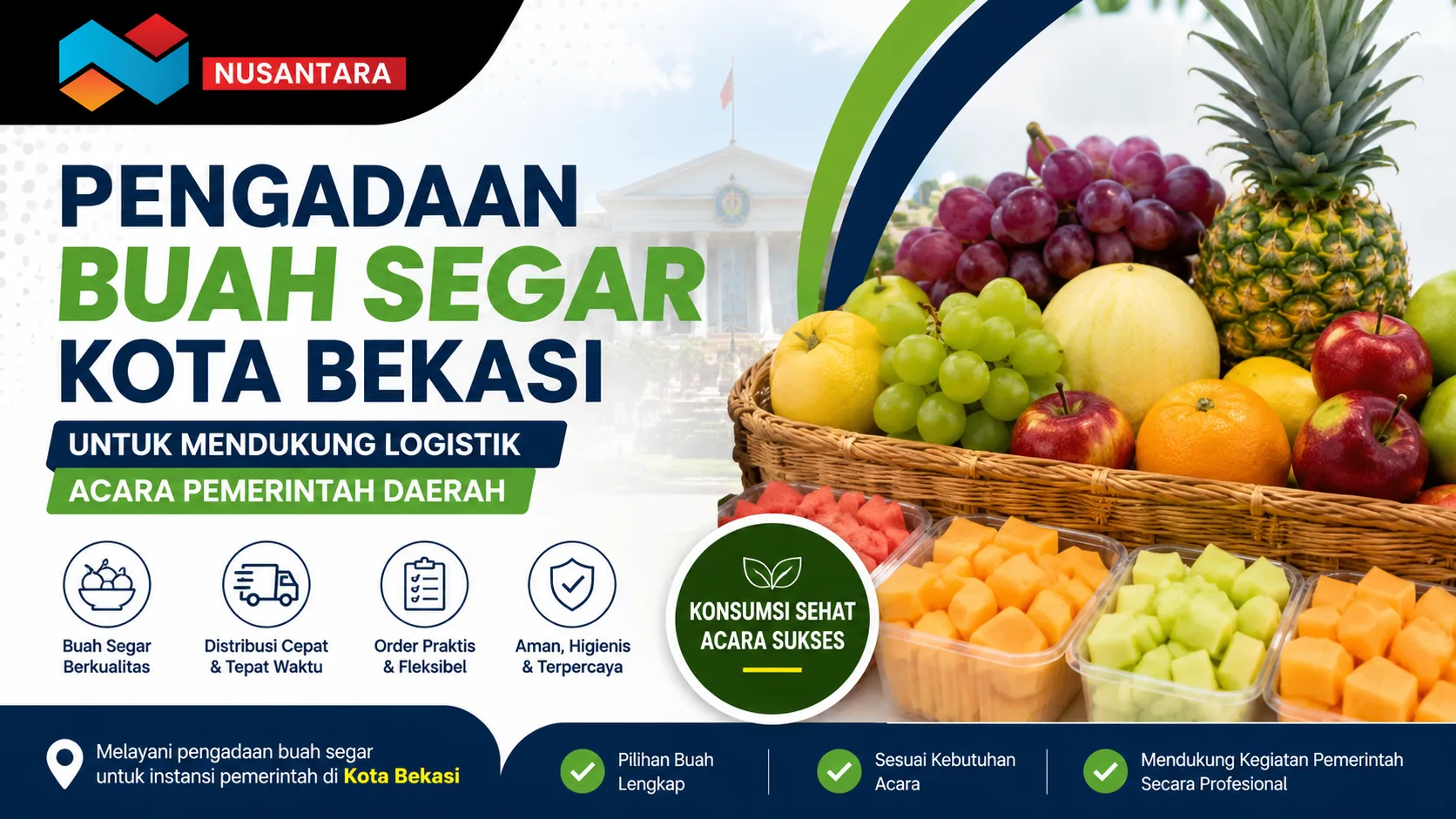 Ilustrasi pengadaan buah segar Kota Bekasi untuk mendukung logistik acara pemerintah daerah oleh Solusi Klik Nusantara