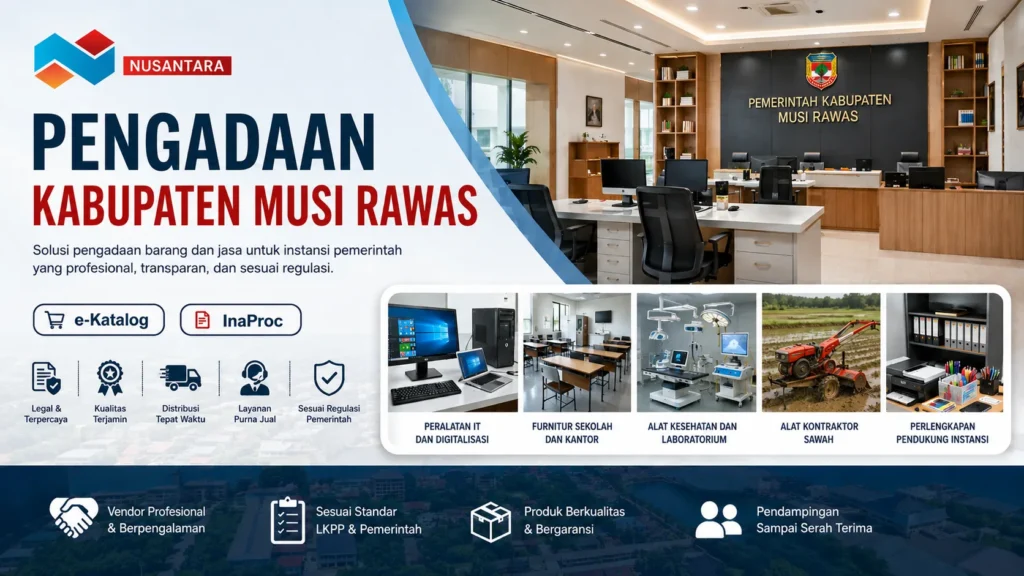 Banner pengadaan Kabupaten Musi Rawas untuk kebutuhan instansi pemerintah dan pengadaan barang jasa resmi.