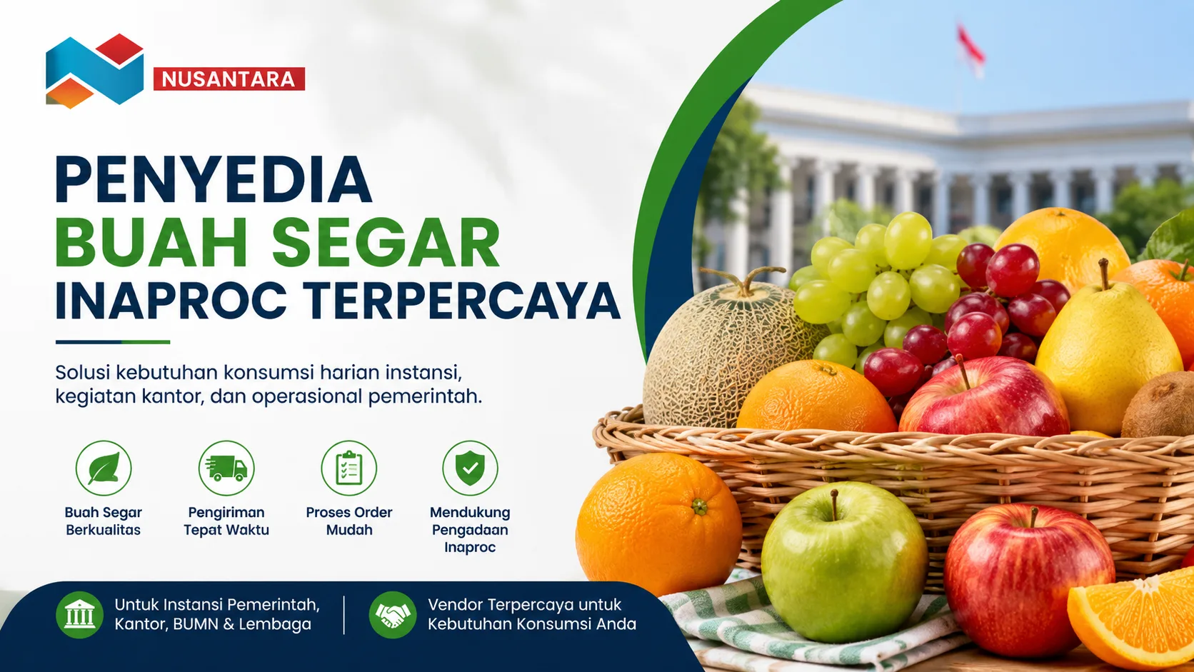 Ilustrasi gambar pengadaan buah segar Inaproc untuk konsumsi harian dan kebutuhan instansi
