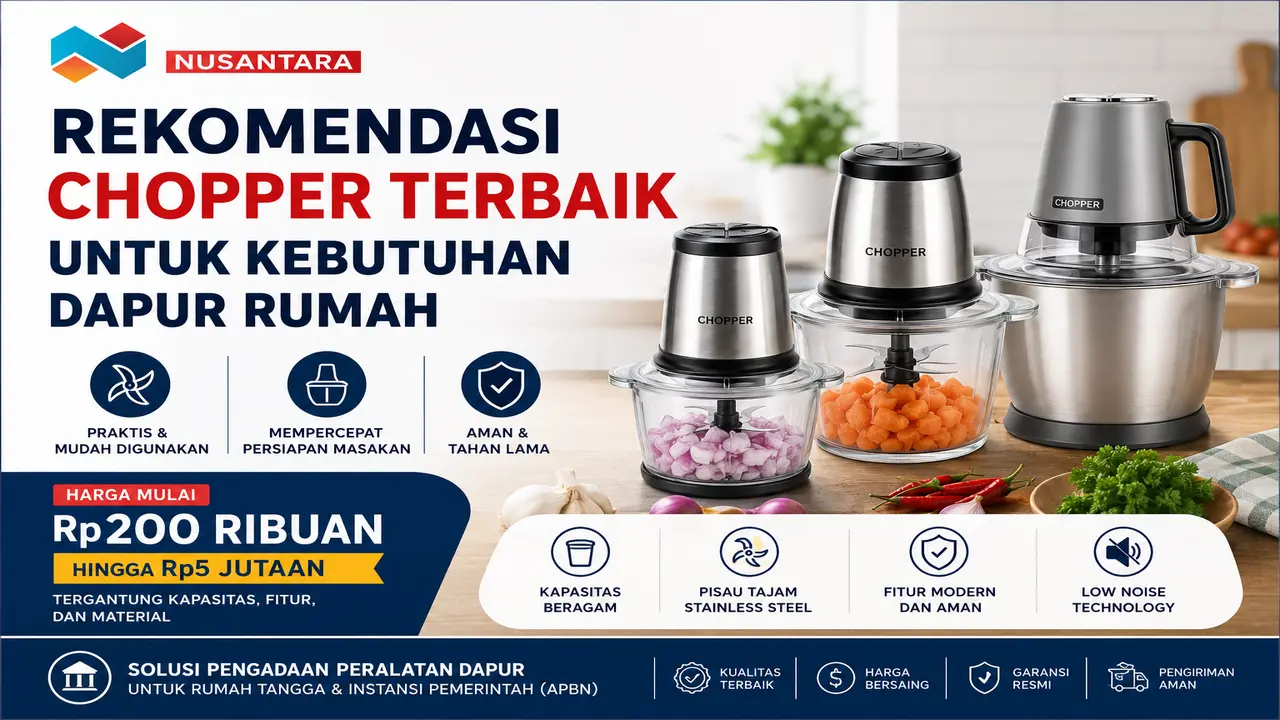 Rekomendasi chopper terbaik untuk kebutuhan dapur rumah dengan fitur modern, kapasitas beragam, dan harga terjangkau bersama Solusi Klik Nusantara