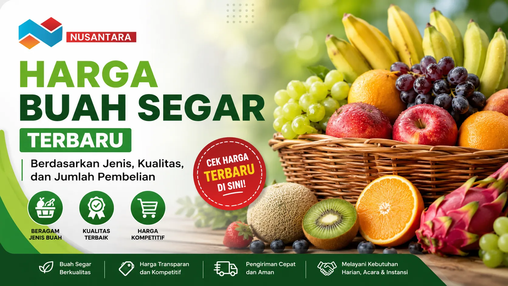 Gambar Ilustrasi harga buah segar terbaru berdasarkan jenis kualitas dan jumlah pembelian untuk kebutuhan kantor acara dan instansi