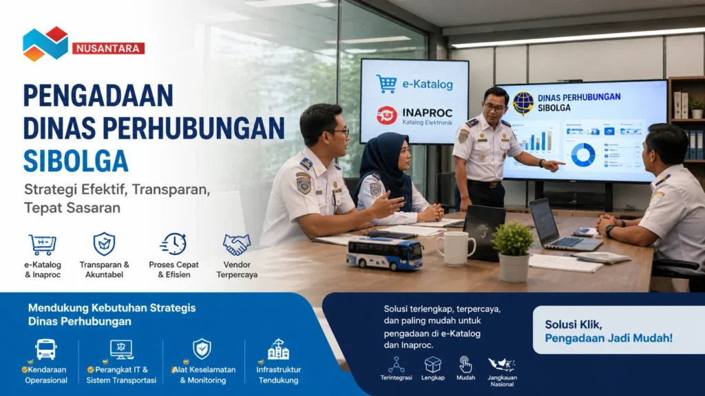 Banner pengadaan Dinas Perhubungan Sibolga dengan sistem e-Katalog dan Inaproc.