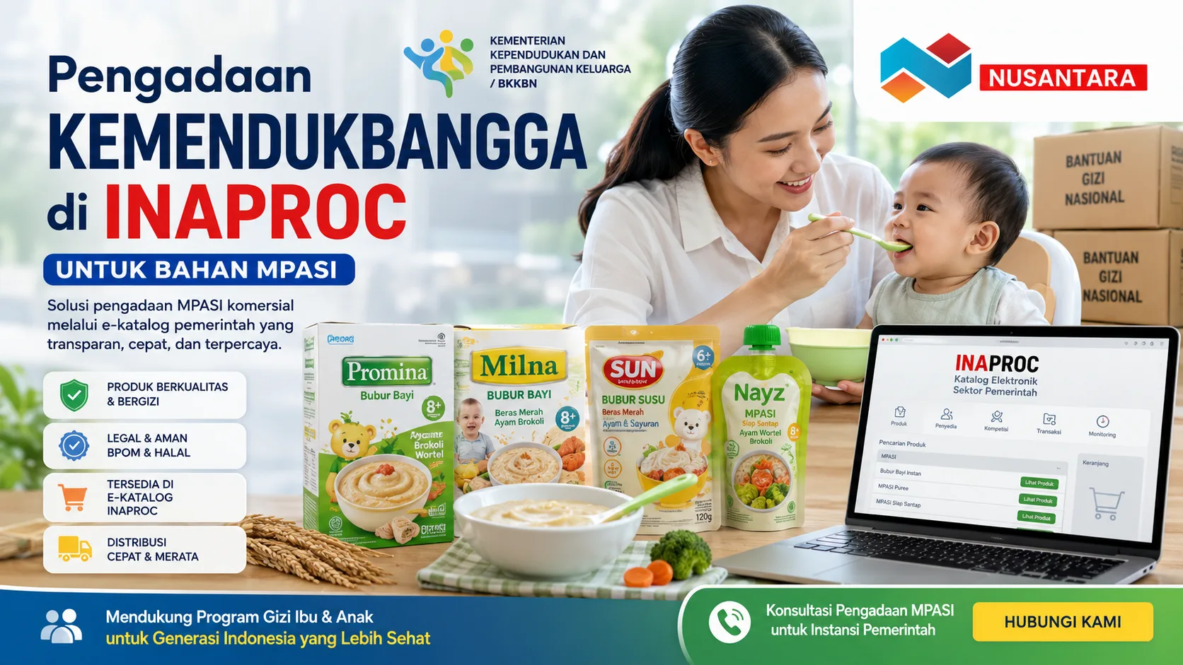 Pengadaan Kemendukbangga di Inaproc untuk distribusi bahan MPASI komersial pemerintah