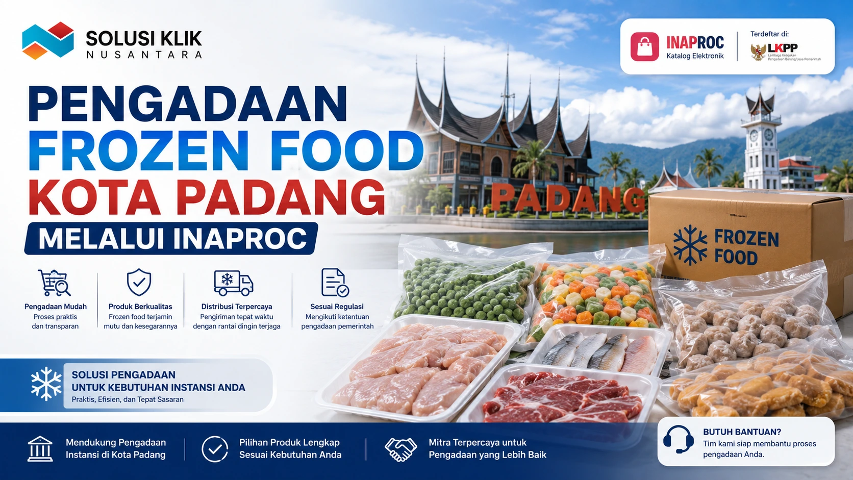 Pengadaan frozen food Kota Padang melalui Inaproc dengan proses pengadaan terstruktur, distribusi produk beku, dan layanan untuk kebutuhan instansi