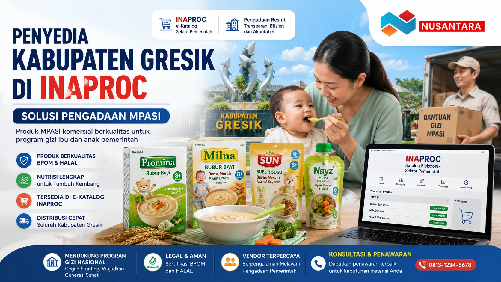 Penyedia Kabupaten Gresik Inaproc untuk pengadaan MPASI komersial pemerintah