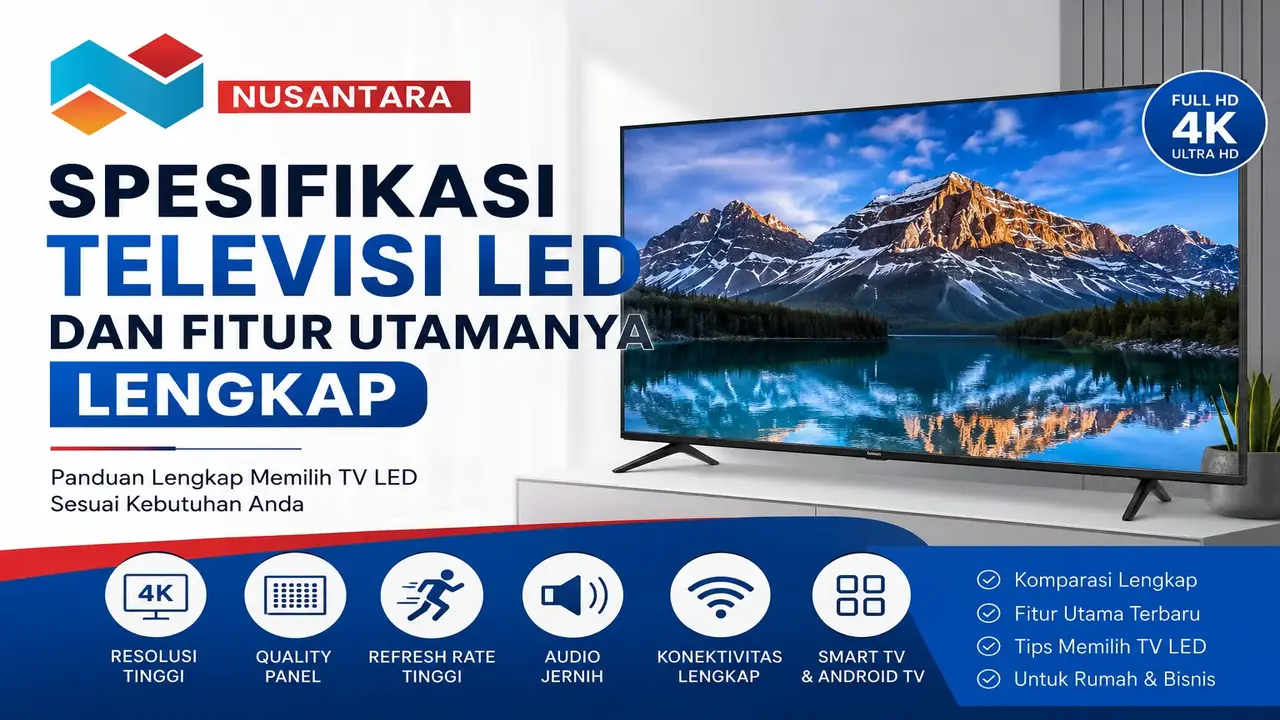Spesifikasi televisi LED lengkap dengan fitur utama Smart TV modern untuk kebutuhan rumah dan bisnis
