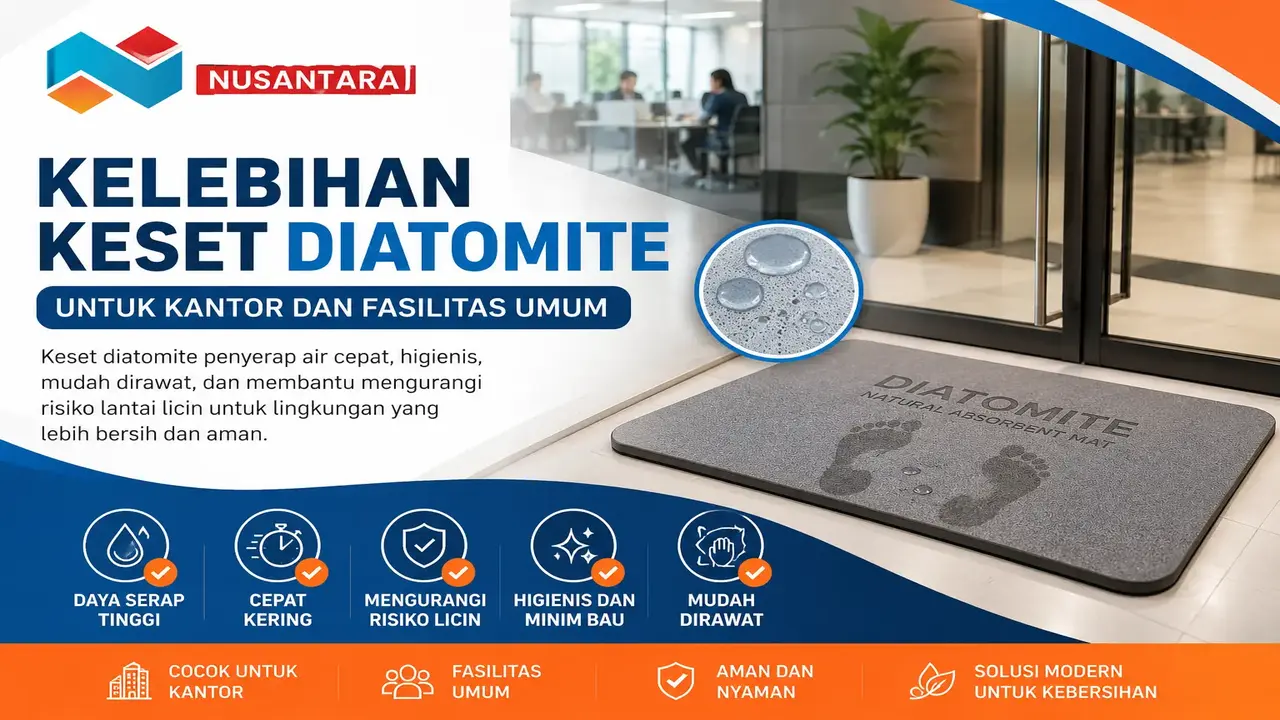 Kelebihan keset diatomite untuk area kantor dan fasilitas umum. Penyedia Solusi Klik Nusantara