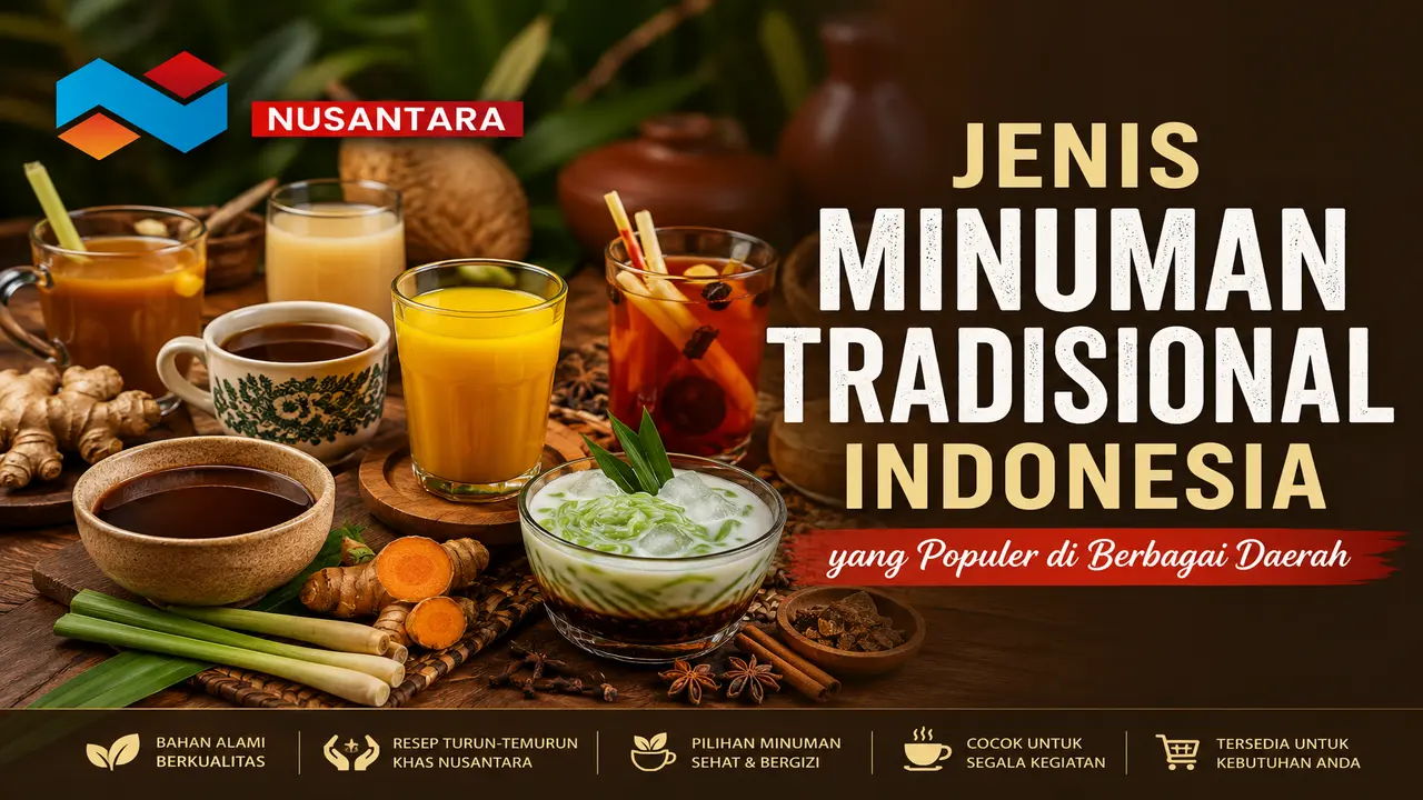 Jenis minuman tradisional Indonesia yang populer di berbagai daerah dengan bahan rempah khas Nusantara.