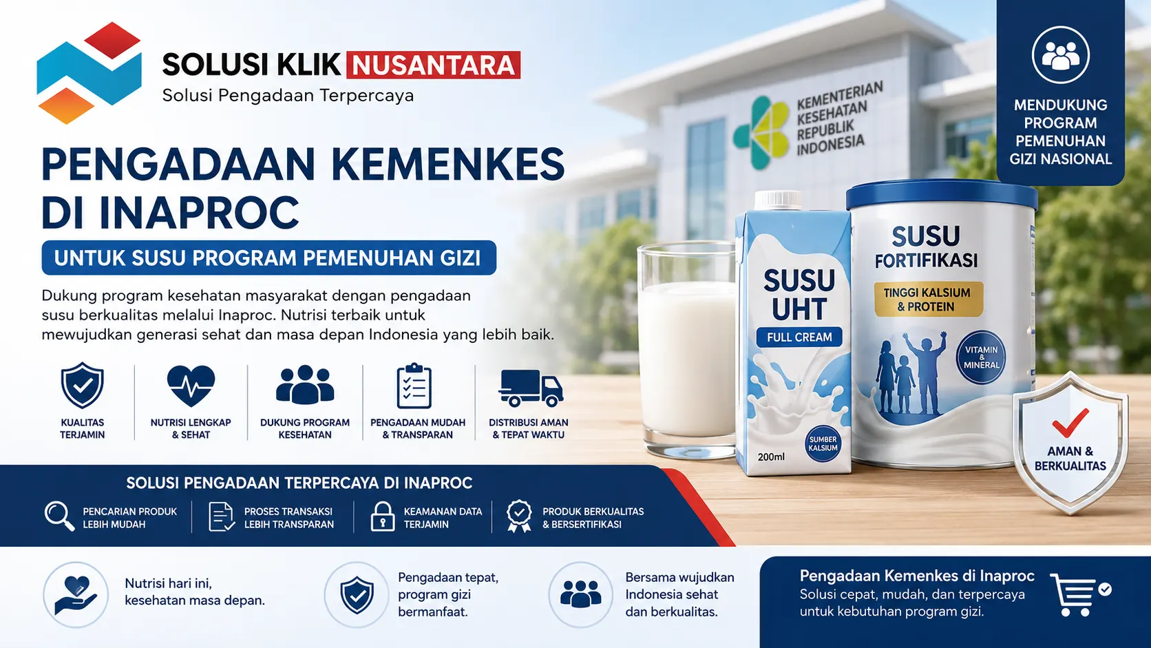 Pengadaan Kemenkes di Inaproc untuk susu program pemenuhan gizi dengan dukungan penyedia Solusi Klik Nusantara guna mendukung kebutuhan nutrisi, kesehatan masyarakat, dan program peningkatan gizi berkelanjutan