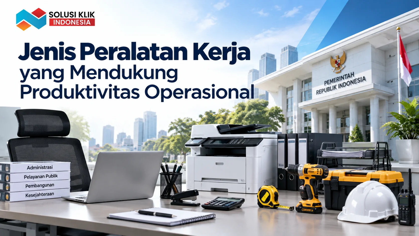 Peralatan kerja instansi pemerintah untuk mendukung produktivitas operasional.
